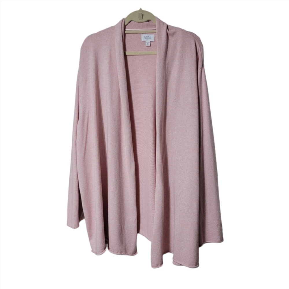 Croft & Barrow Pink Open Front Cardigan Sweater Size 4X